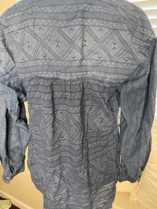 Ivy Jane Blue Boho Textured Raw Hem Top Festival Vibe - Picture 6 of 7